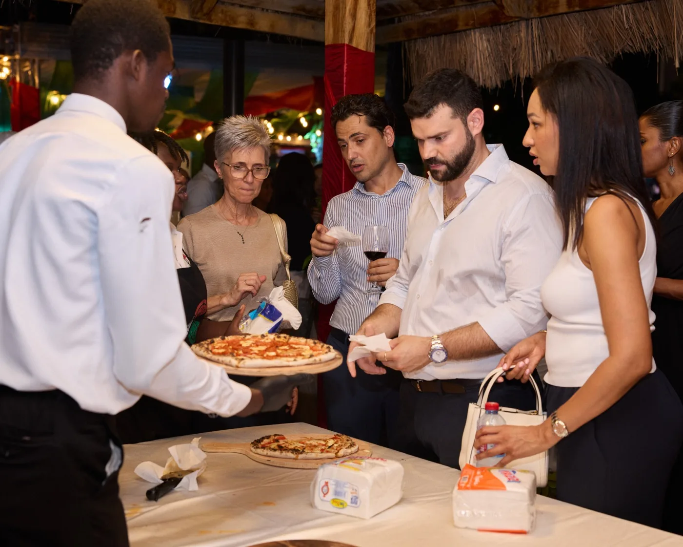 Guests at evening catering event